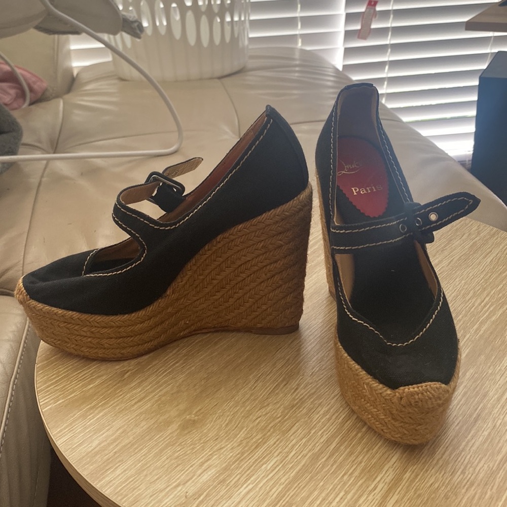 Christian Louboutin Canvas Braided Accents Pumps size 37 - Picture 2 of 6
